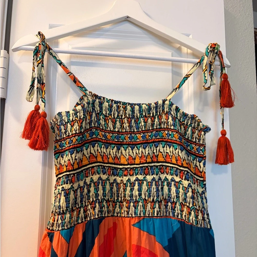 Moda Posa Colorful Cotton Maxi Dress with Tassel Details - Picture 6 of 6